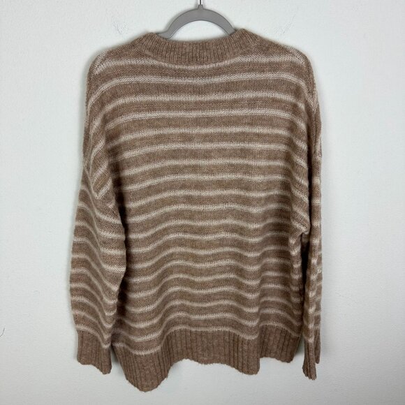 Jenni Kayne Women's Alpaca Cocoon Crew Neck Sweater L Stripe Minimalist Contempo - Picture 9 of 13
